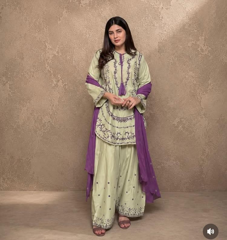 : Women’s Pistachio Green & Purple Embroidered 3-Piece Suit