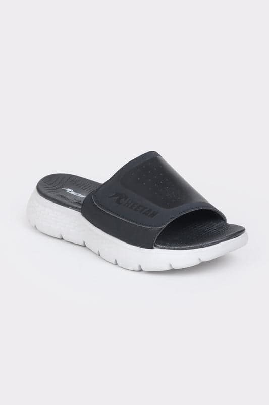Men's Cushioned Athletic Slide Sandals – Black & White