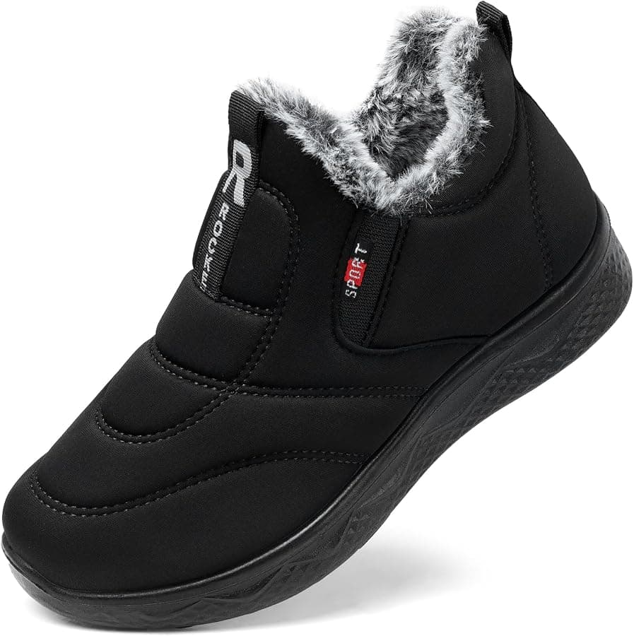 Premium Black Fur-Lined Winter Shoes for Men
