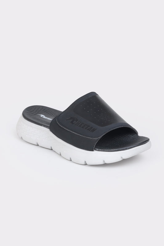 Men's Cushioned Athletic Slide Sandals – Black & White