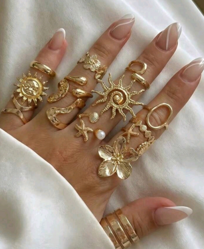 Women's Trendy Vintage Ring Set – Antique Style Retro Band Rings