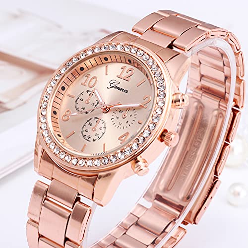 Geneva Luxury Rhinestone Rose Gold Women's Wrist Watch thumbnail 1
