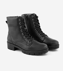 Women's Black Lace-Up Combat Ankle Boots