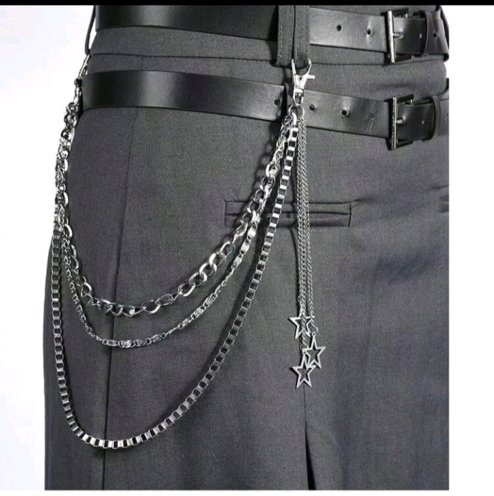 Women's Trendy Vinta1pc Punk Style Hollow Star Decor Pants Chain Women Multi-Layer Chain Hip-Hop Fashion Pants Chain Waist Chain Accessoryge Ring Set – Antique Style Retro Band Rings