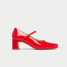 Women's Red Patent Leather Mary Jane Block Heels thumbnail 2