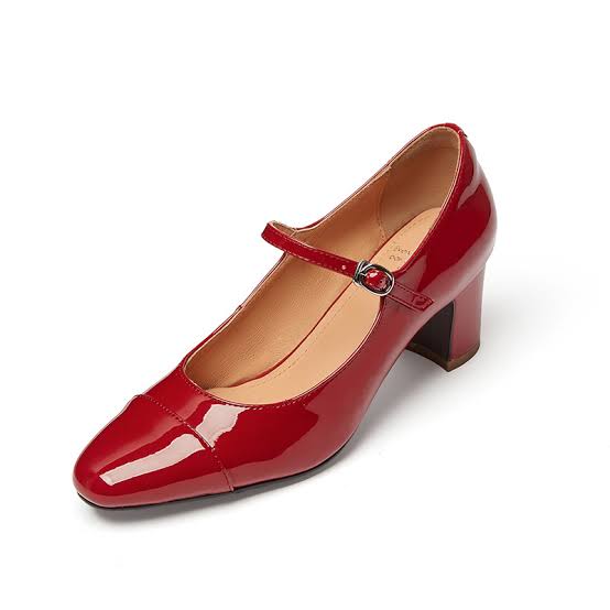 Women's Red Patent Leather Mary Jane Block Heels thumbnail 3