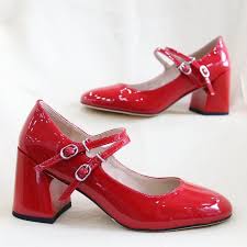 Women's Red Patent Leather Mary Jane Block Heels thumbnail 4
