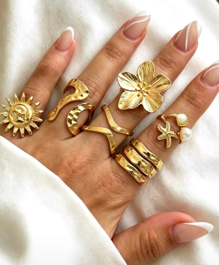 Women's Trendy Vintage Ring Set – Antique Style Retro Band Rings thumbnail 3