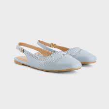 Women's Laser-Cut Perforated Slingback Flat Shoes – Powder Blue thumbnail 3