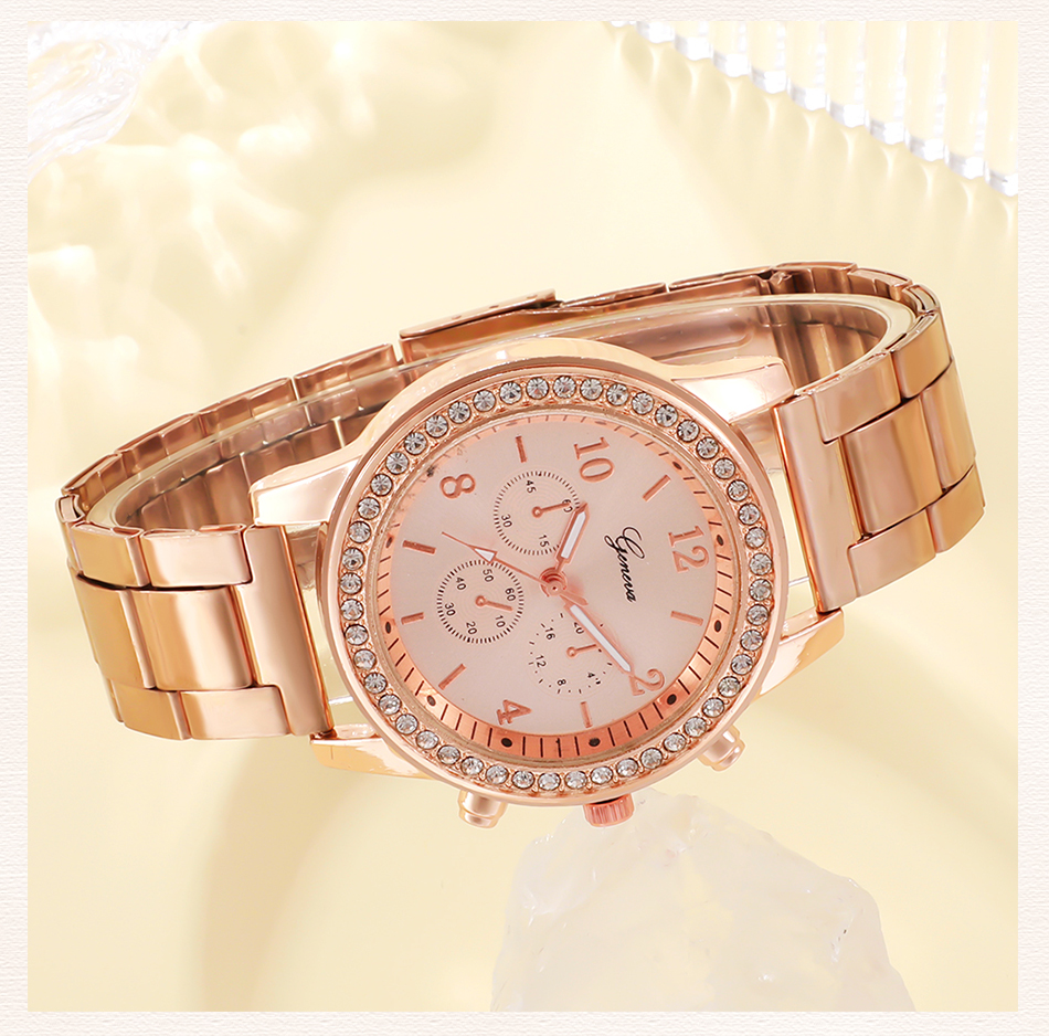 Geneva Luxury Rhinestone Rose Gold Women's Wrist Watch thumbnail 3