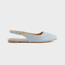Women's Laser-Cut Perforated Slingback Flat Shoes – Powder Blue thumbnail 4