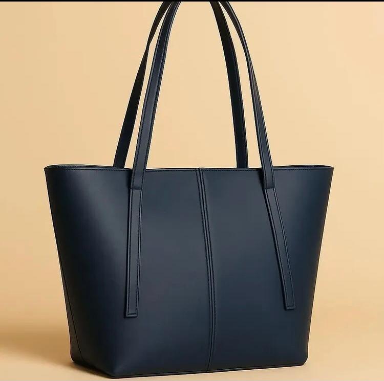 Classic Chocolate Brown Faux Leather Tote Bag thumbnail 2
