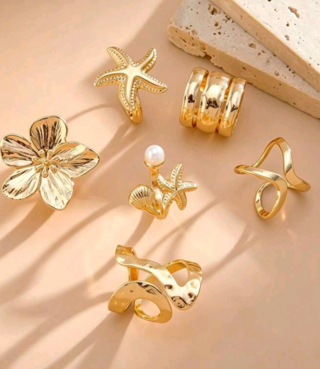Women's Trendy Vintage Ring Set – Antique Style Retro Band Rings thumbnail 2